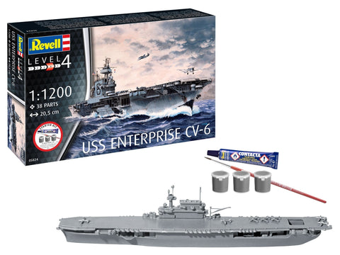 Revell USS Enterprise CV-6 laivo rinkinys su dažais, 1/1200