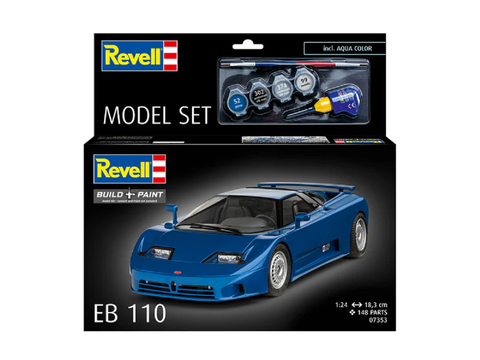 Bugatti EB110 1/24 modelio dovanų rinkinys su dažais ir klijais