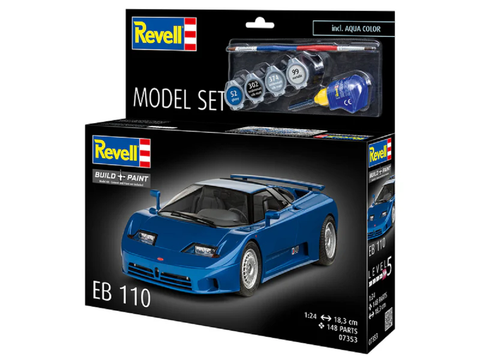 Bugatti EB110 1/24 modelio dovanų rinkinys su dažais ir klijais