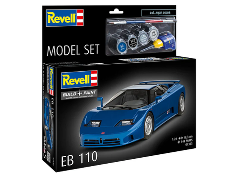 Bugatti EB110 1/24 modelio dovanų rinkinys su dažais ir klijais