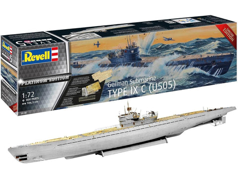 Revell Vokiečių povandeninis laivas Type IXC Platinum Edition, 1/72, 95 cm