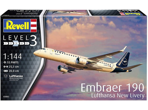 Revell Embraer 190 Lufthansa nauja livrea 1:144 plastikinis lėktuvo modelis