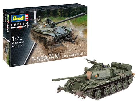 Revell T-55A/AM tankas su KMT-6/EMT-5 1:72 plastikinis rinkinys (03328)