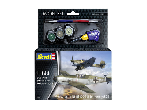 Revell Messerschmitt Bf 109E & Ju 87B Stuka dovanų rinkinys 1/144 su dažais