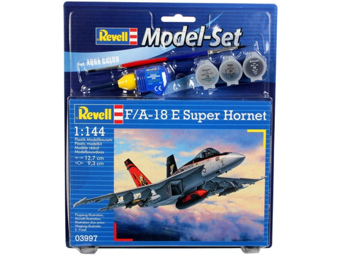 Revell F/A-18E Super Hornet 1/144 dovanų rinkinys su klijais, dažais ir teptuku