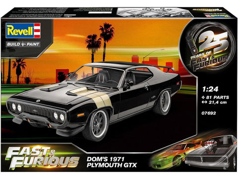 „Fast & Furious“ Dom 1971 Plymouth GTX 1:24 plastikinis modelis 12+