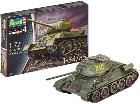 Revell T-34/85 tanko modelis 1:72 (03302) – plastikinis rinkinys