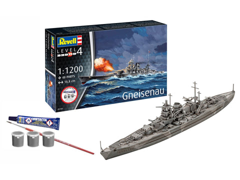 Revell Gneisenau karo laivo modelis 1:1200 dovanų rinkinys