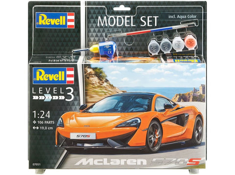 Revell McLaren 570S 1/24 dovanų rinkinys su dažais ir klijais