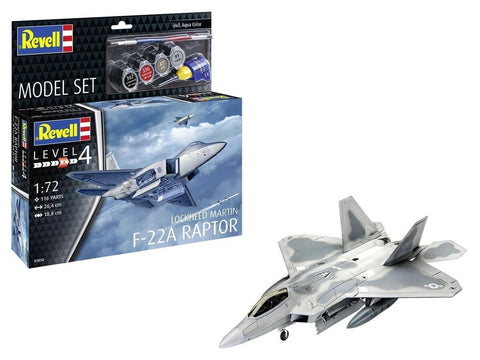 Revell Lockheed Martin F-22A Raptor 1/72 dovanų rinkinys su dažais, klijais
