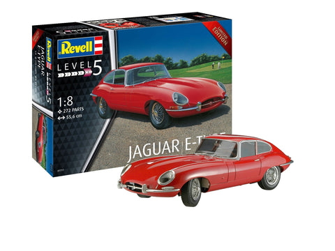 Jaguar E-Type 1/8 riboto leidimo plastikinis modelis su surinkimu