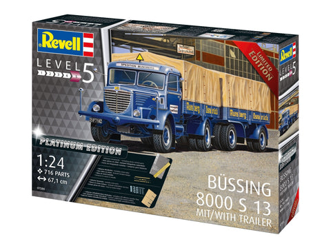 Revell Büssing 8000 S13 su priekaba Platinum, 1/24 surenkamas modelis
