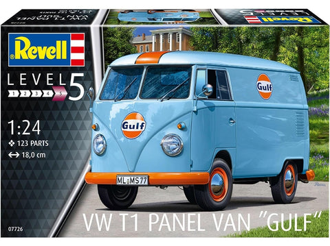 Revell Volkswagen T1 furgonas Gulf dekoracija, 1/24 plastikinis modelio rinkinys