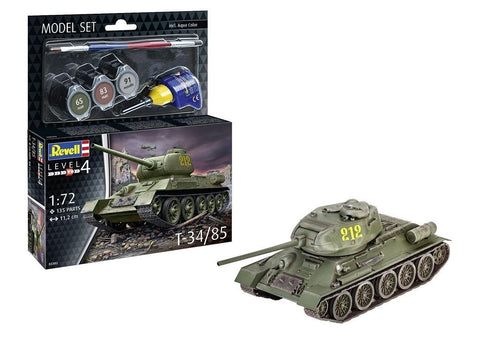 Revell T-34-85 dovanų rinkinys 1/72 (63302) su dažais ir klijais