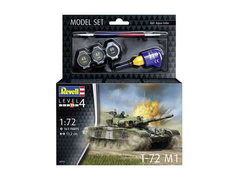 Revell T-72 M1 dovanų rinkinys 1/72 – plastikinis modelis su dažais ir klijais