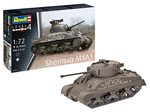 Revell Sherman M4A1 tanko modelis 1/72 – plastikinis surinkimo rinkinys