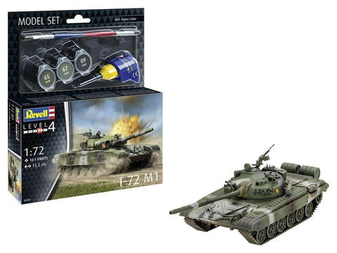 Revell T-72 M1 dovanų rinkinys 1/72 – plastikinis modelis su dažais ir klijais