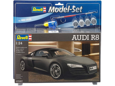 Revell Audi R8 1:24 dovanų rinkinys – plastikinis modelis su dažais ir klijais
