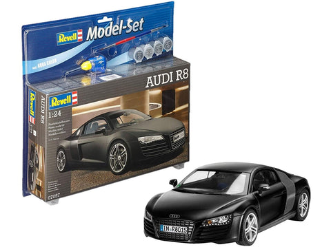 Revell Audi R8 1:24 dovanų rinkinys – plastikinis modelis su dažais ir klijais