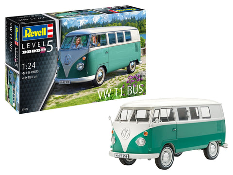 Revell VW T1 mikroautobusas 1/24 plastikinis surinkimo rinkinys, 18 cm