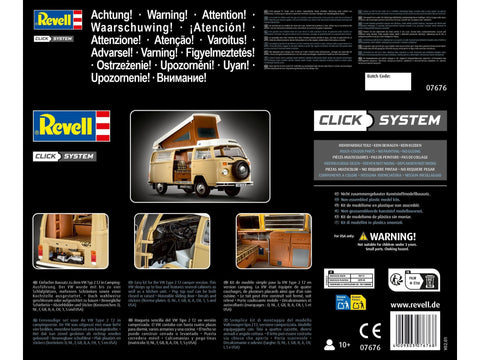 Revell VW T2 Camper 1:24 Click System plastikinis modelis (be klijų)