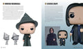 Minerva McGonagall Funko Pop 10 cm ūgio, žalia kepurė ir juodas apsiaustas, rodoma iš priekio ir šono, matmenų palyginimas su Severus Snape figūra