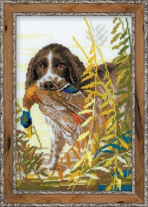 RIOLIS: RIOLIS – Create It Yourself – Siuvinėjimo rinkinys „Medžiojantis spanielis“ 1151 (18x27 cm) - HOBI.LT 🇱🇹