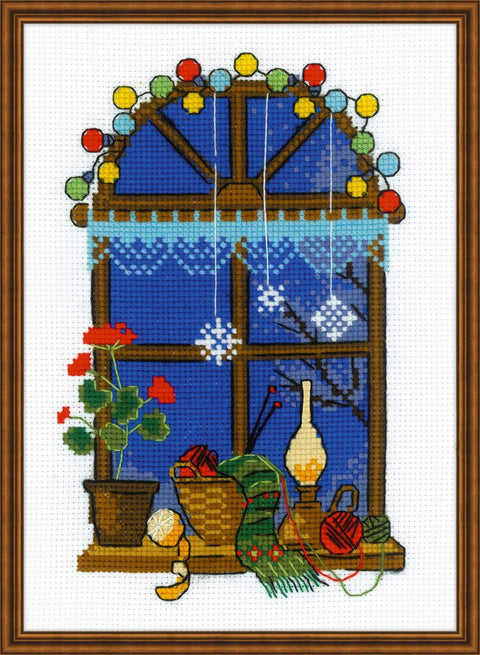 RIOLIS: RIOLIS – Create It Yourself – Siuvinėjimo rinkinys „Žiemiškas langas“ 1592 (15 x 21 cm) - HOBI.LT 🇱🇹