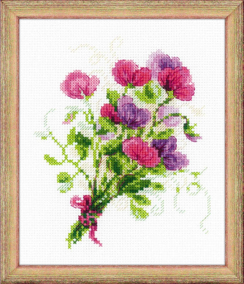 RIOLIS: Riolis: Siuvinėjimo rinkinys 1606 Bouquet with Sweet Peas - HOBI.LT 🇱🇹