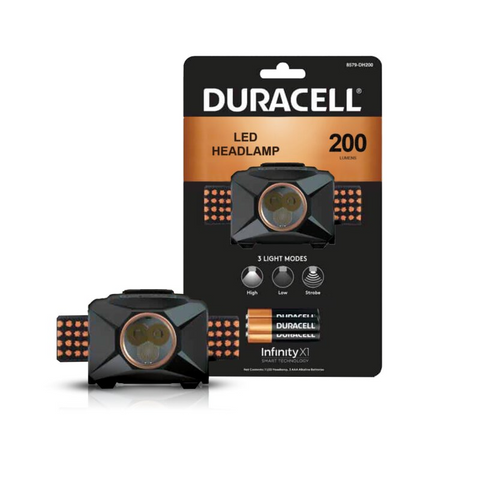 Duracell LED žibintas ant galvos 200 lm, IPX4, 60 m, 20 h