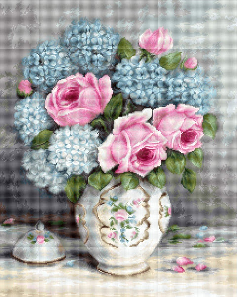 Luca - s: Roses and Hydrangeas SBA2322 - siuvinėjimo kryželiu rinkinys - HOBI.LT 🇱🇹