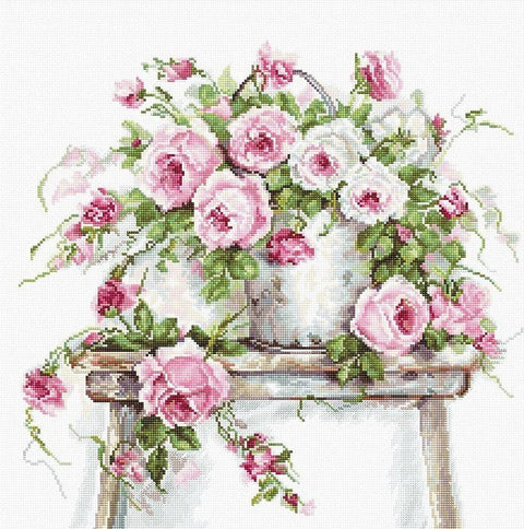 Luca - s: Roses on a Stool SB2331 - siuvinėjimo kryželiu rinkinys - HOBI.LT 🇱🇹