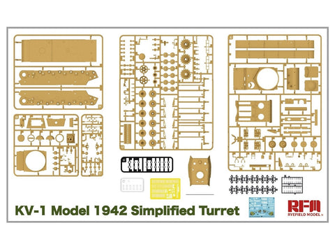 KV-1 1942 sunkusis tankas, supaprastintas bokštelis 1/35 – Rye Field (RFM-5041)