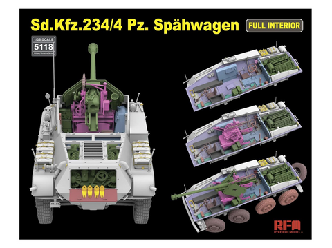 Rye Field Sd.Kfz.234/4 Panzerspähwagen 1/35 su pilnu interjeru (5118)