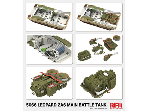 Rye Field Leopard 2A6 tanko modelis su interjeru 1/35
