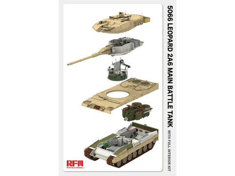 Rye Field Leopard 2A6 tanko modelis su interjeru 1/35