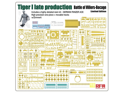 Rye Field Tiger I vėlyvas Villers-Bocage riboto leidimo 1/35