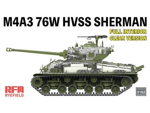 M4A3 76W HVSS Sherman modelis su interjeru, skaidri versija 1/35 RFM-5162