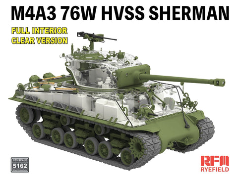 M4A3 76W HVSS Sherman modelis su interjeru, skaidri versija 1/35 RFM-5162