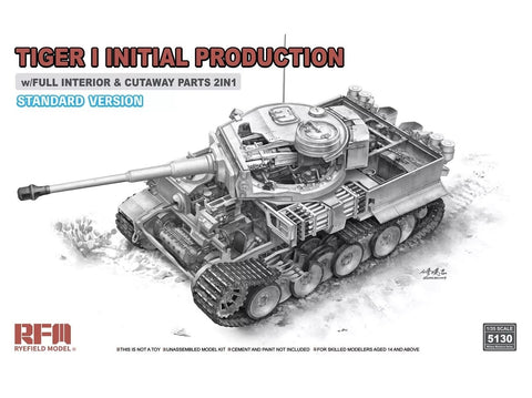 Rye Field 1/35 Tiger I ankstyvas plastikinis tanko modelis su interjeru