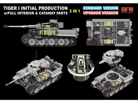 Rye Field 1/35 Tiger I ankstyvas plastikinis tanko modelis su interjeru