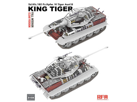1/35 King Tiger (Tiger II) plastikinis tanko modelis su pilnu interjeru, skaidrus