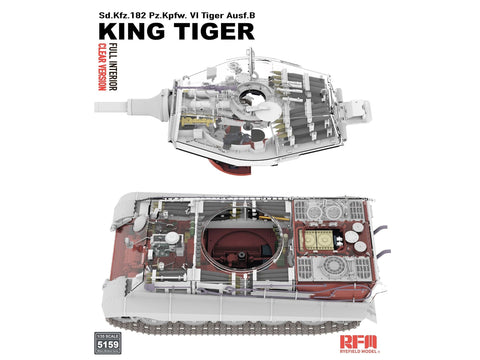 1/35 King Tiger (Tiger II) plastikinis tanko modelis su pilnu interjeru, skaidrus