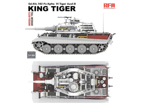 1/35 King Tiger (Tiger II) plastikinis tanko modelis su pilnu interjeru, skaidrus