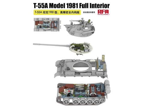 T-55A tanko plastikinis modelis su pilnu interjeru 1:35