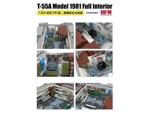 T-55A tanko plastikinis modelis su pilnu interjeru 1:35