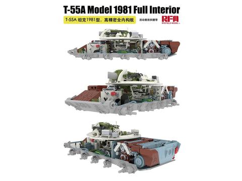 T-55A tanko plastikinis modelis su pilnu interjeru 1:35