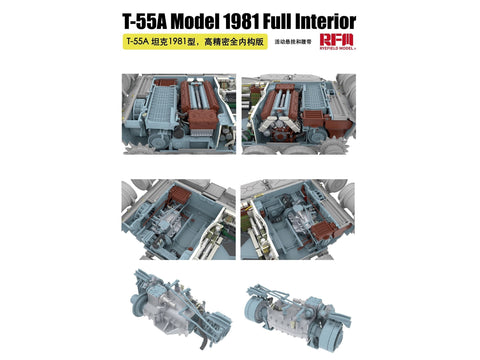 T-55A tanko plastikinis modelis su pilnu interjeru 1:35