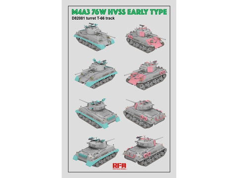 M4A3 76W HVSS Sherman tanko modelis 1/35 Rye Field RFM-5058