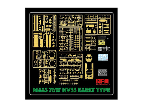 M4A3 76W HVSS Sherman tanko modelis 1/35 Rye Field RFM-5058